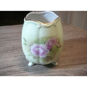 Vintage 1999 Lefton Bone China Handpainted  3 Footed Vase #12831